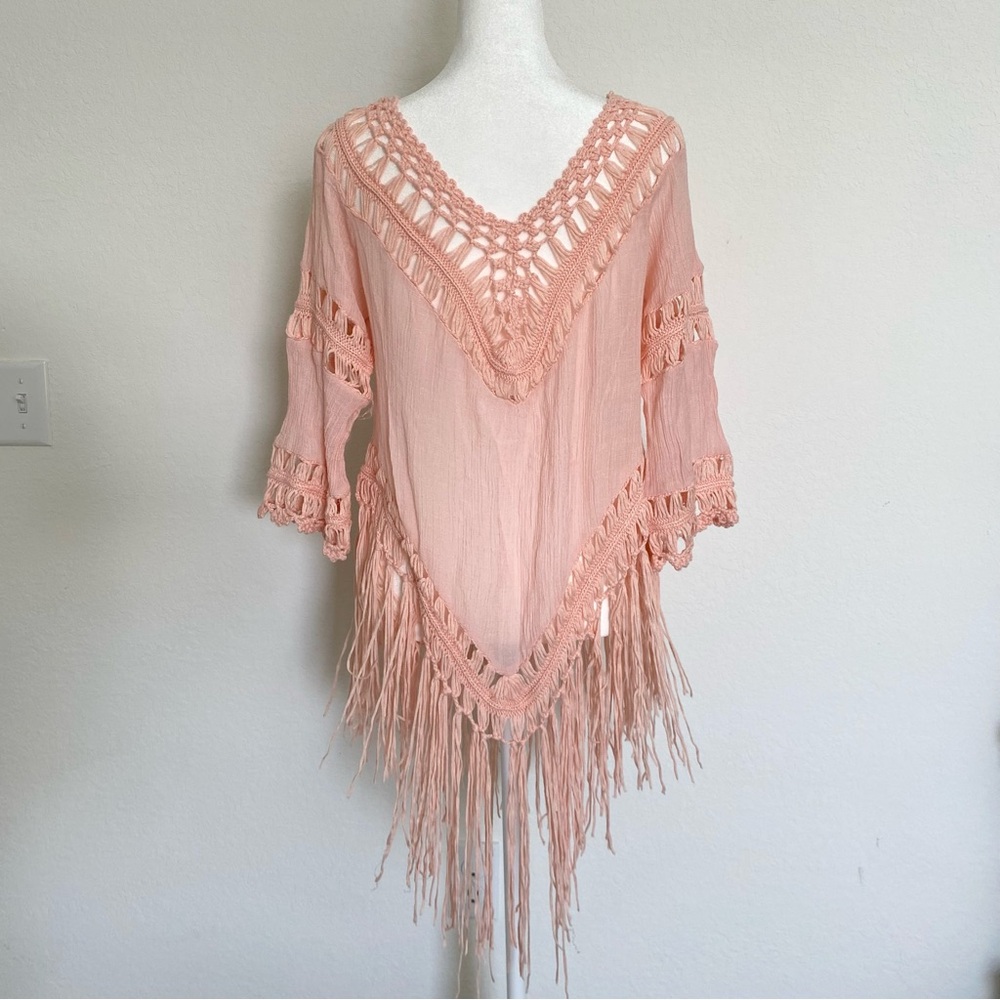 Hollow Out Fringe Hem Cover Up Dress